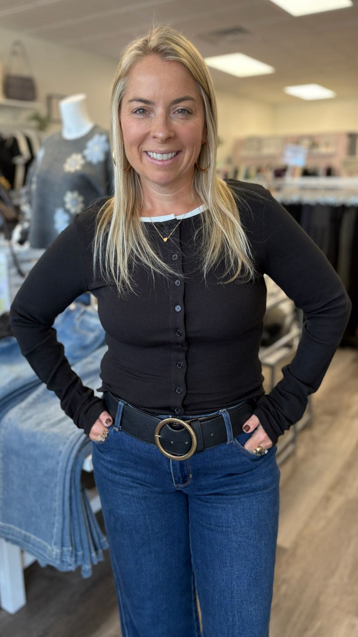 Black And White Buttoned Top