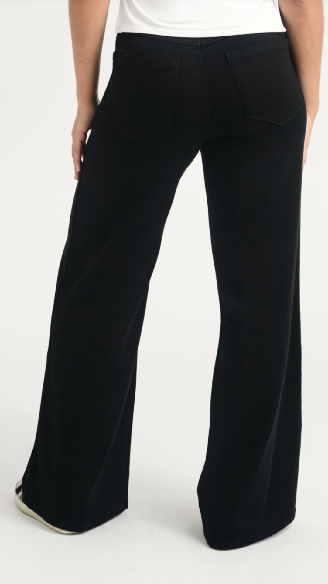 Mid Rise Jet Black Better Butter Full Length Wide Leg Jeans