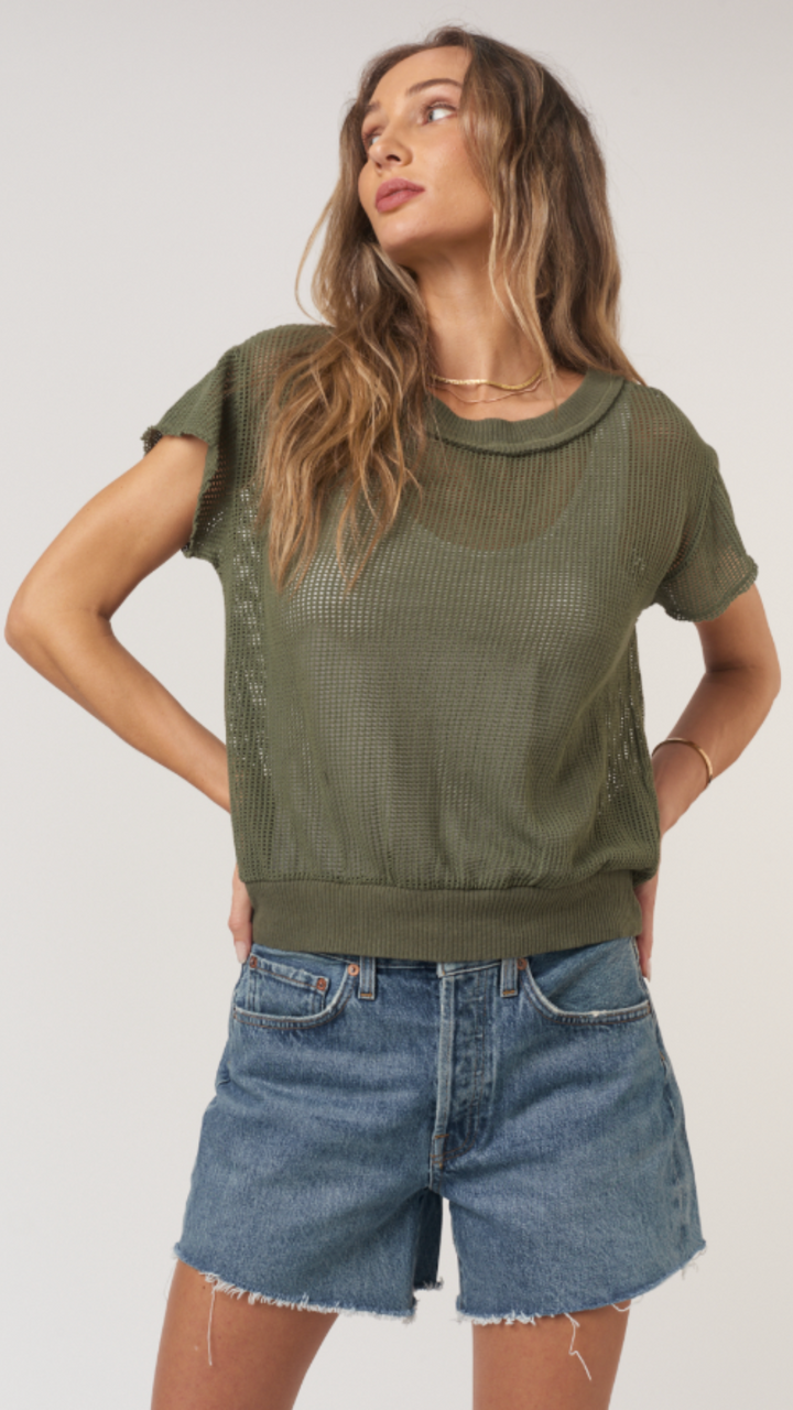 Rosemary Textured Mesh Tee