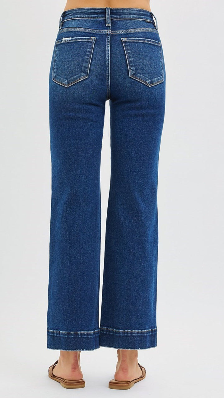 High Rise Dark Wash Straight Jeans