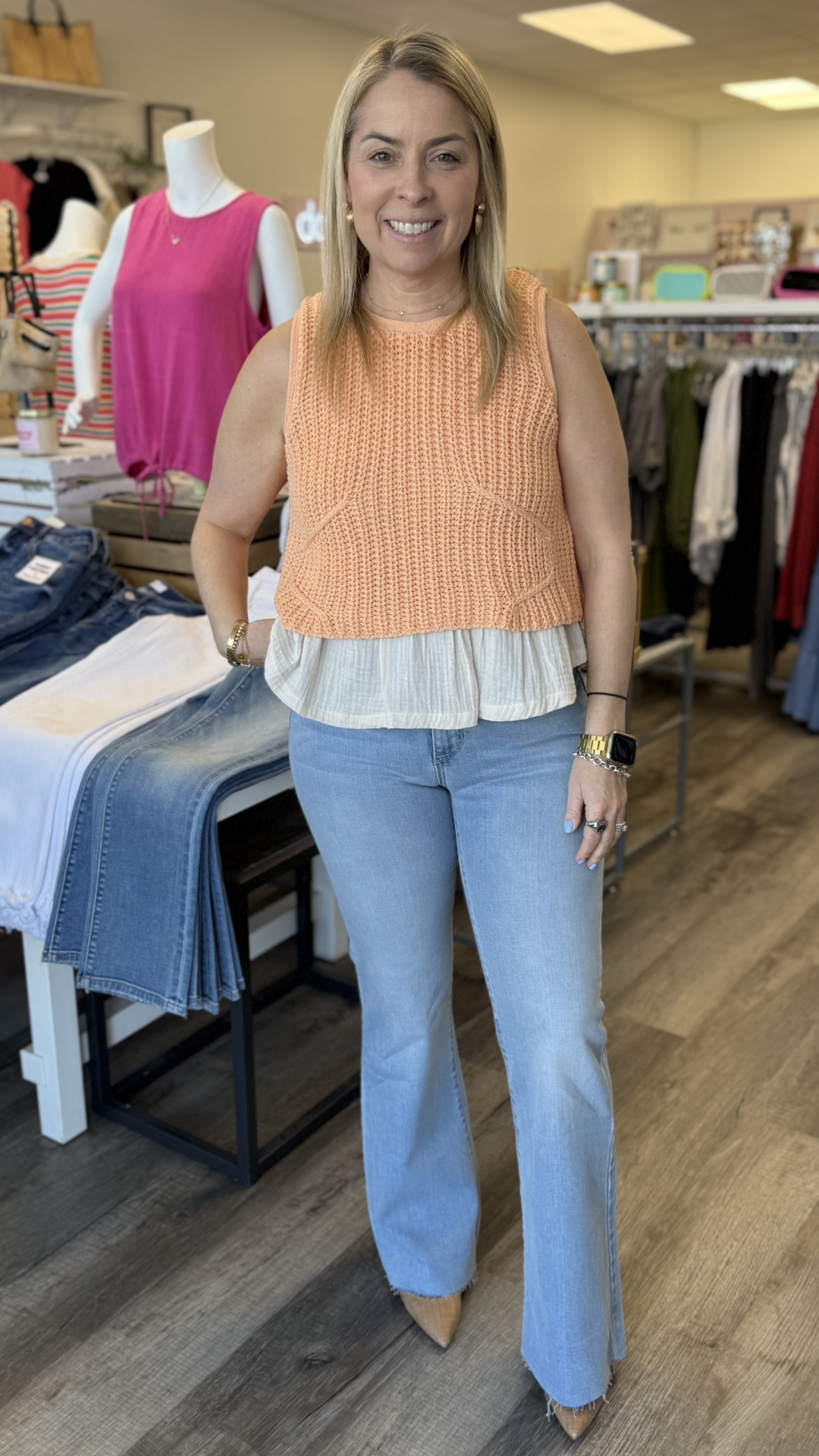 High Rise Light Wash Scissor Cut Full Length Flare Jeans