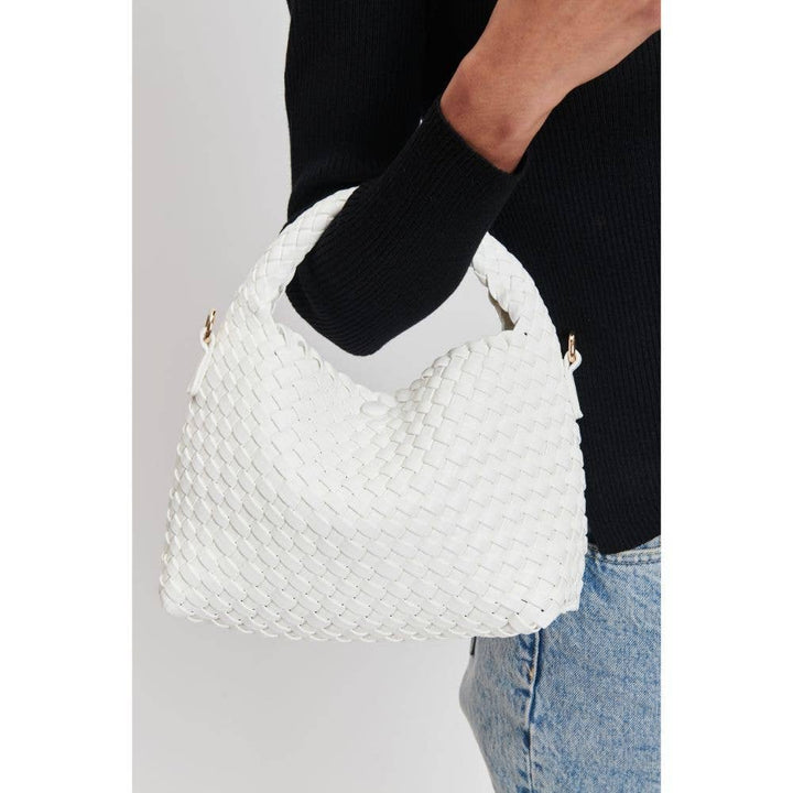 White Woven Vegan Leather Crossbody