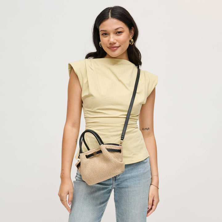 Natural Black Selena Straw Crossbody