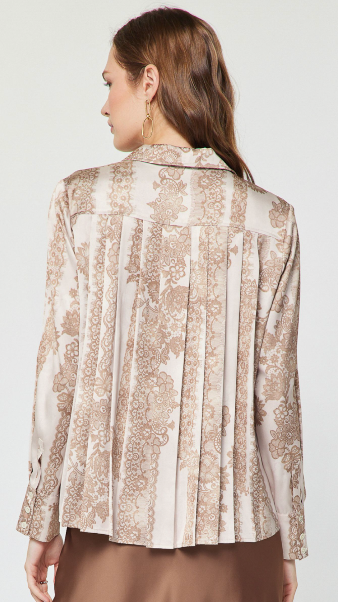 Floral Lace Pleated Back Blouse