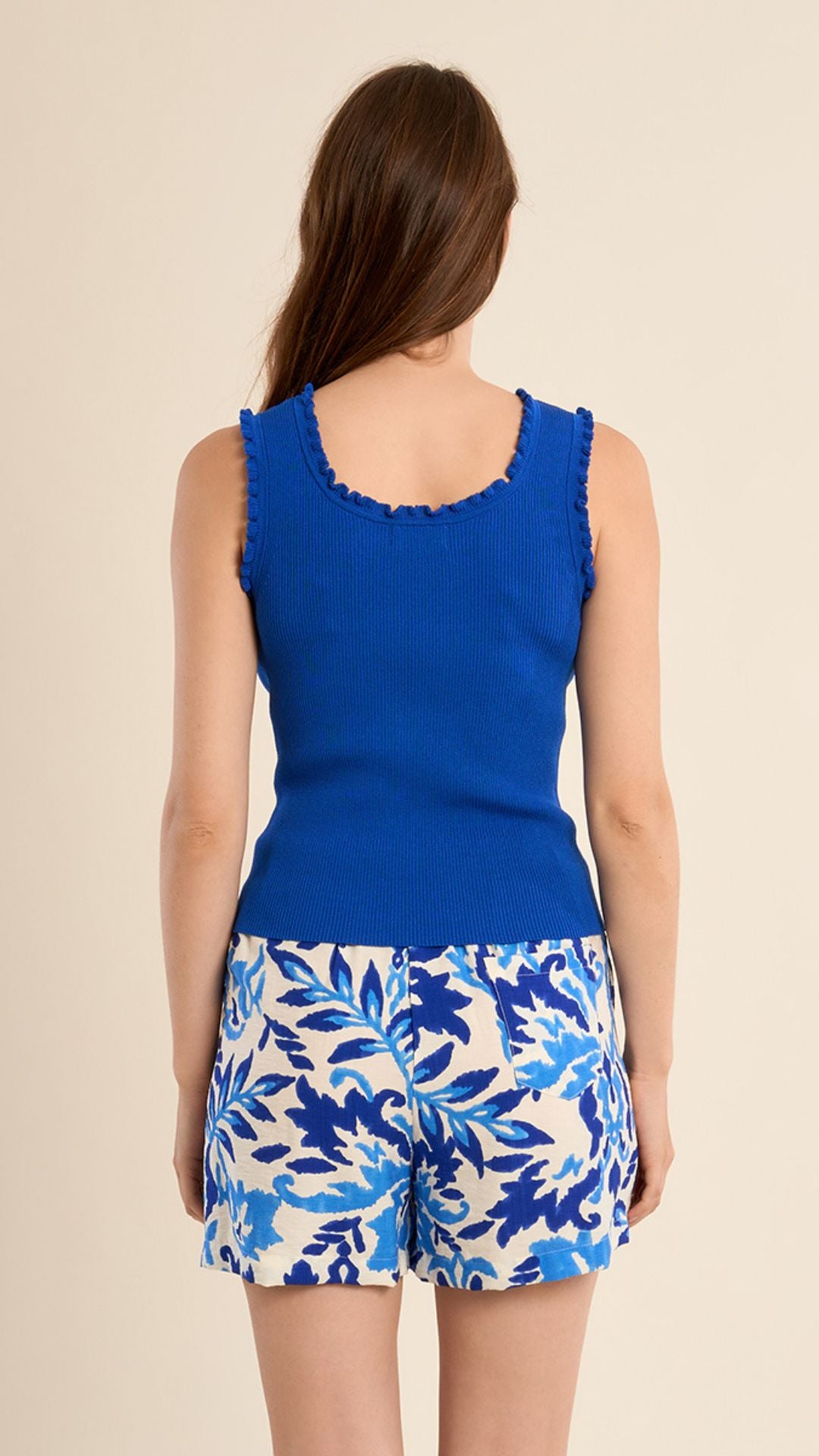 Blue Ruffled Edge Tank
