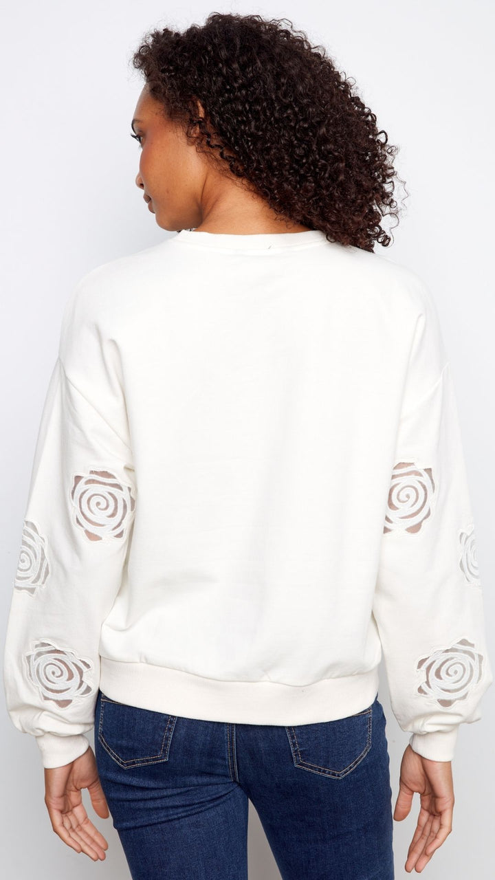 French Terry Floral Embroidery Long Sleeve