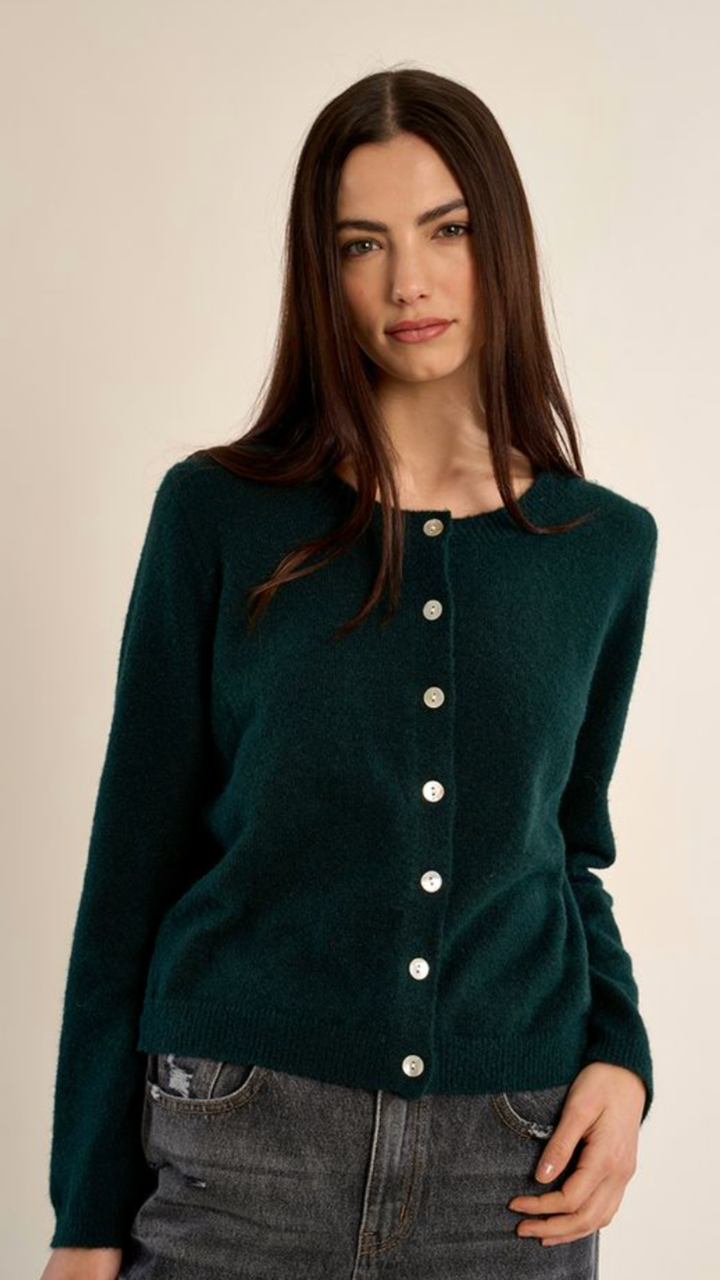 Forest Green Buttoned Cardigan Sweater
