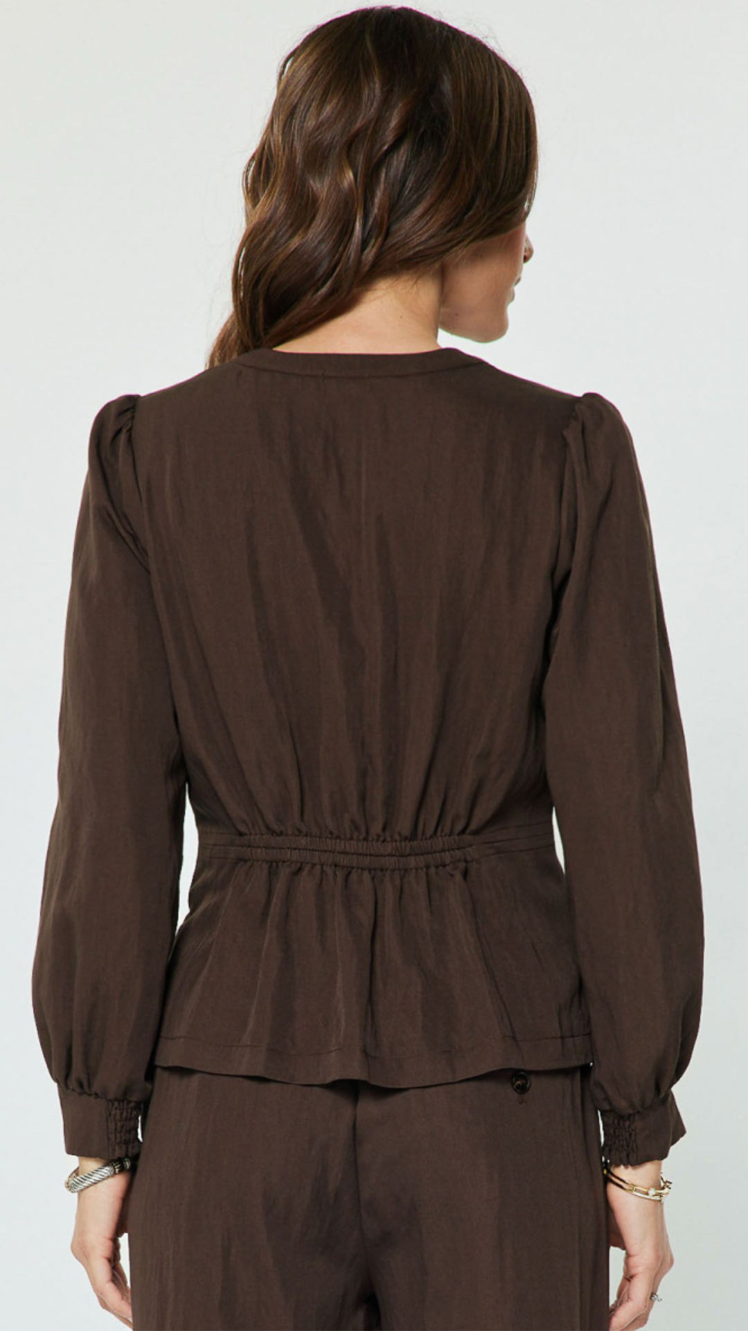 Cocoa Pintuck Long Sleeve Top