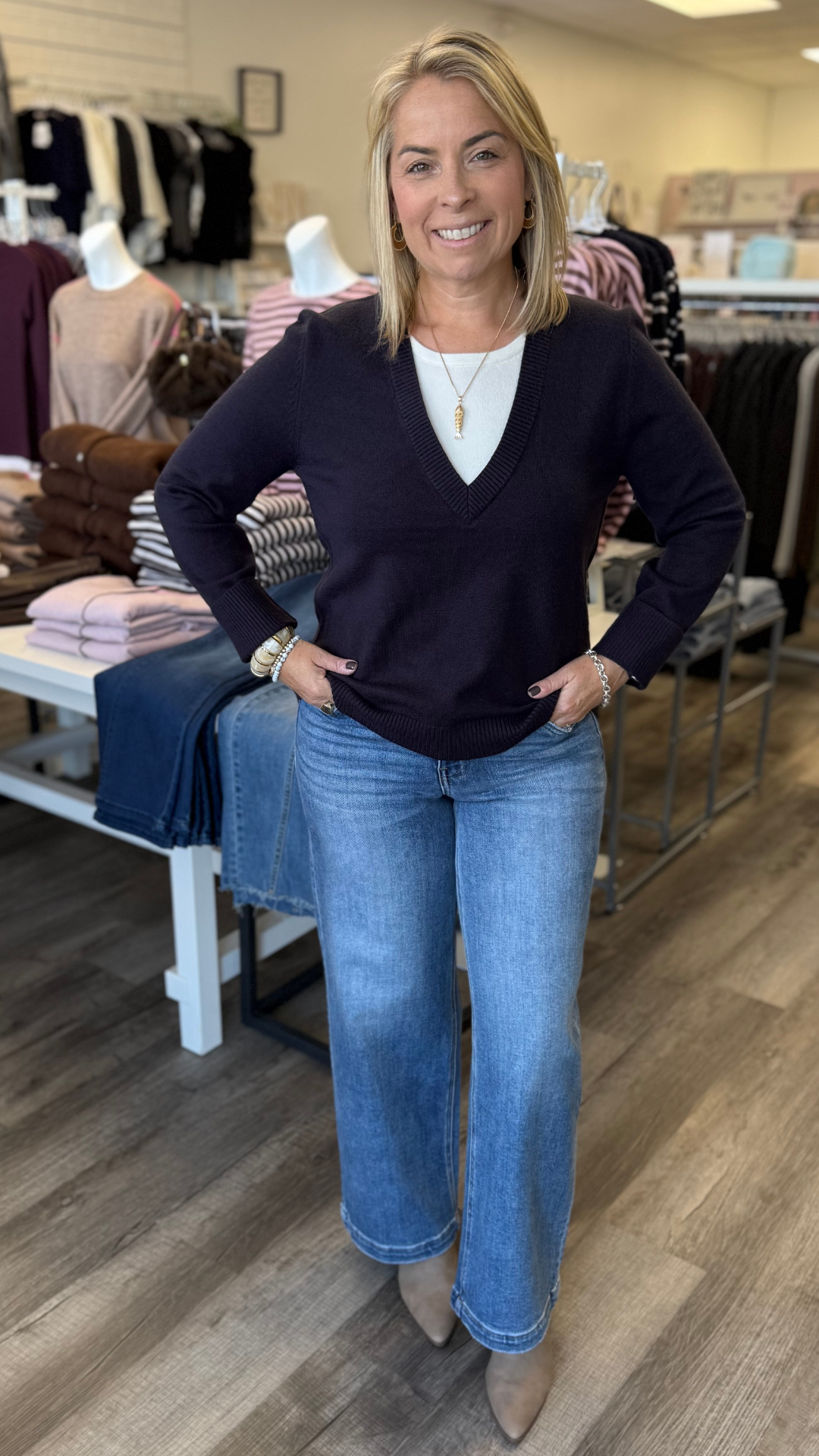 Navy Layered Look Sweater