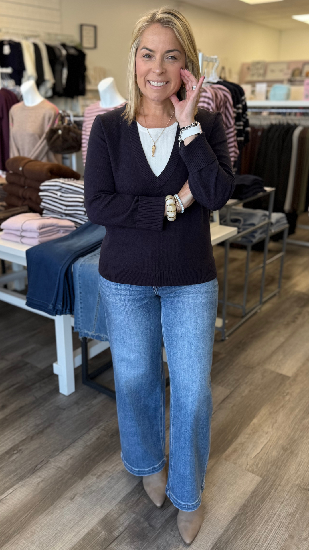 Navy Layered Look Sweater