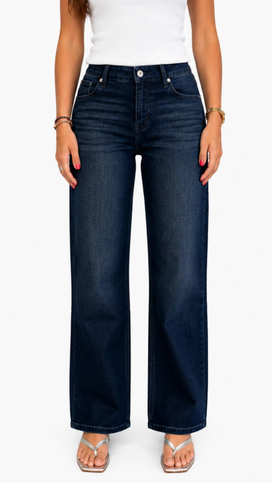 Mid Rise Dark Wash Petite Slim Wide Leg Jeans