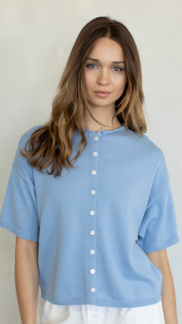 Dusty Blue Half Sleeve Cardigan