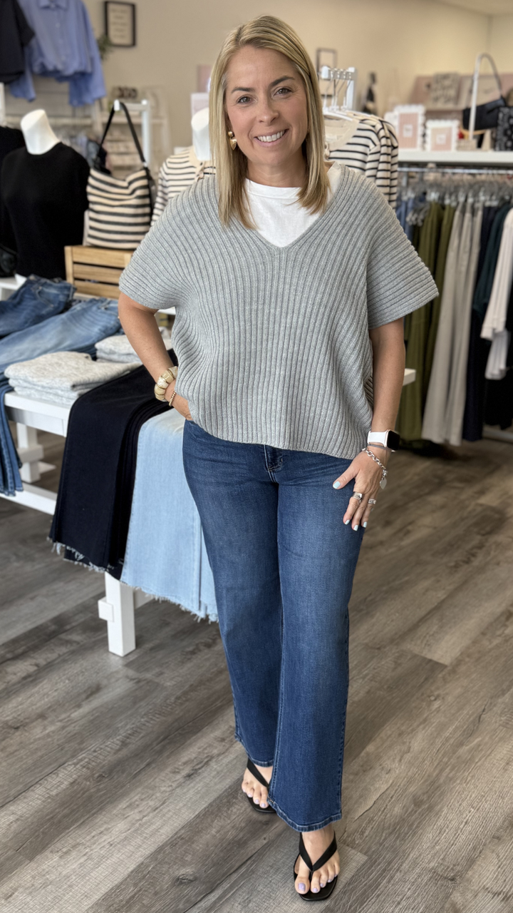 Short Sleeve Oversized Layered Sweater Top