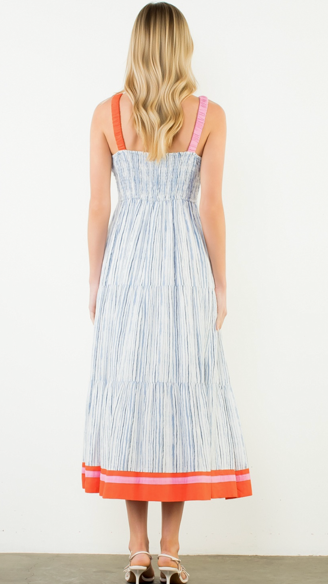 Thin Strap Striped Maxi Pattern Dress