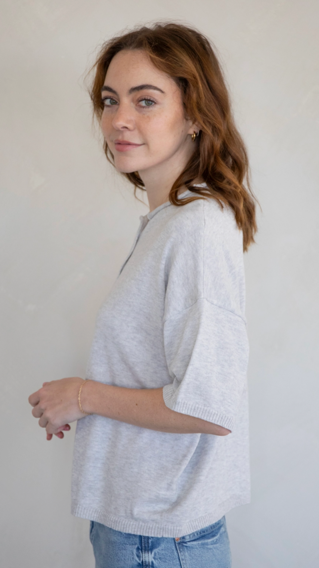 Gray Half Sleeve Cardigan