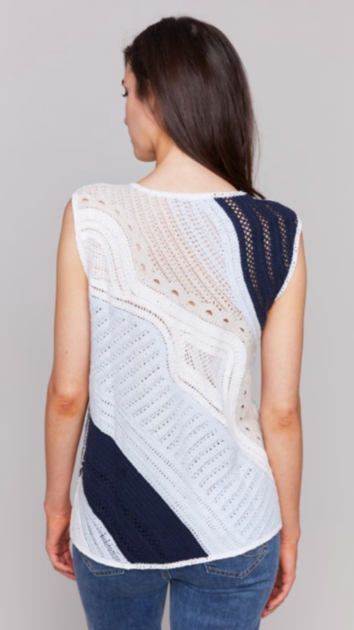 Sleeveless Colorblock Crochet Top