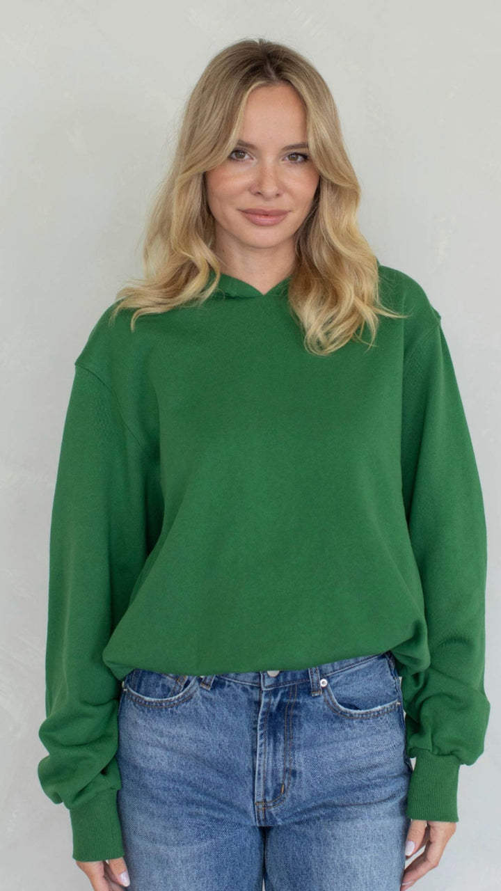 Green Bubble Hem Hoodie Sweatshirt
