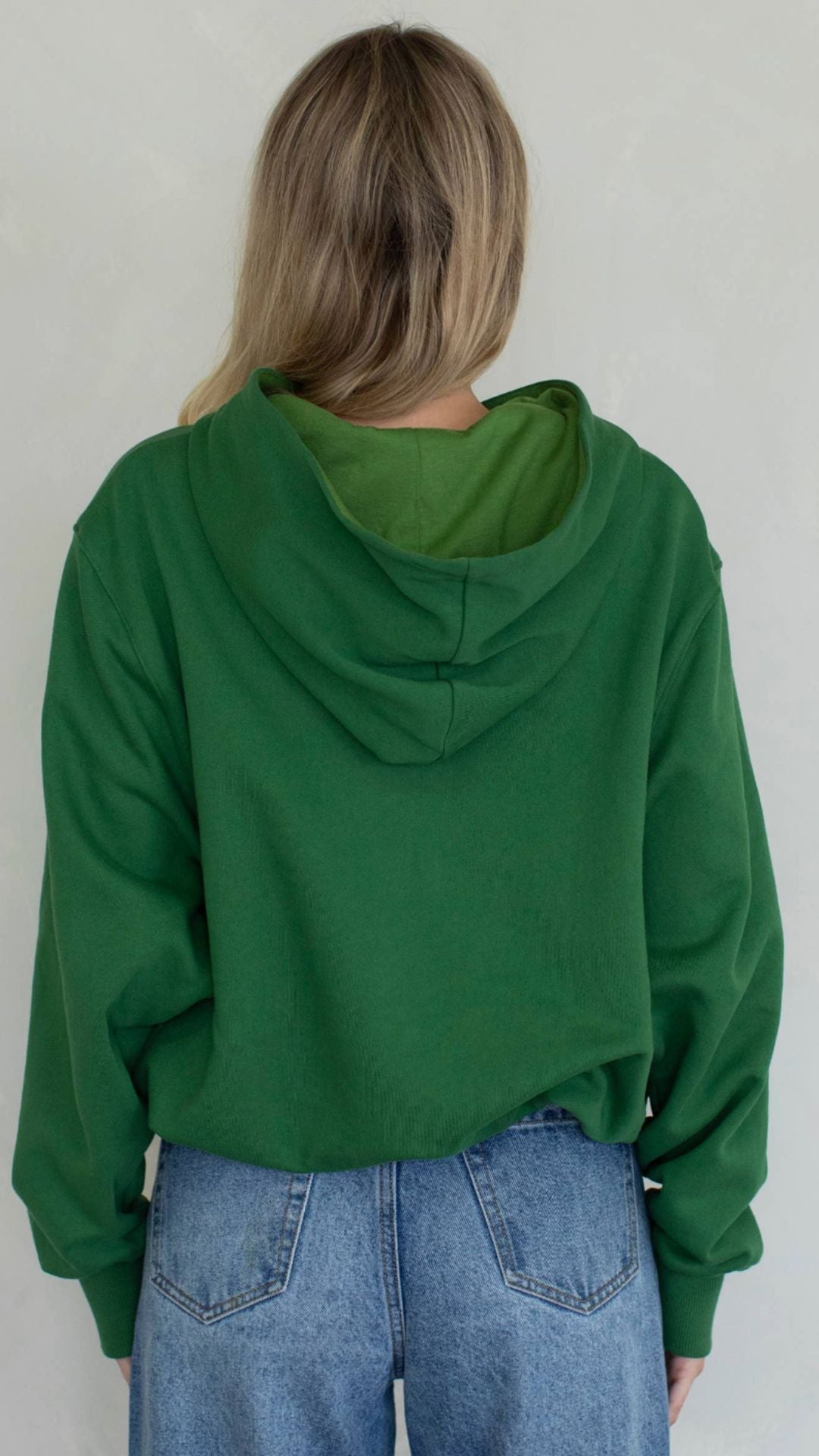 Green Bubble Hem Hoodie Sweatshirt