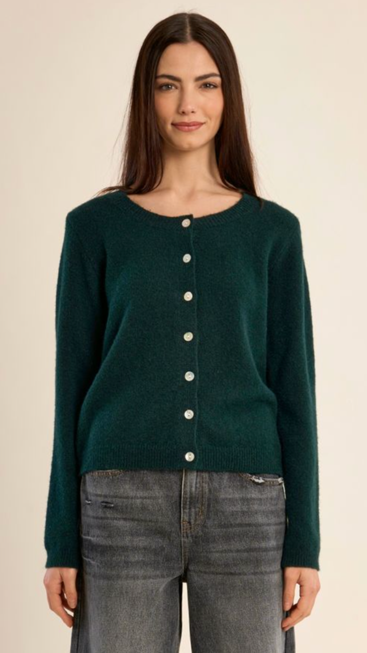 Forest Green Buttoned Cardigan Sweater