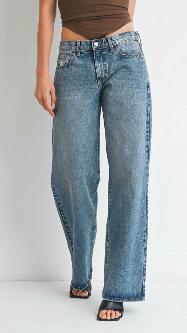 Low Rise Medium Wash Baggy Slouch Jeans