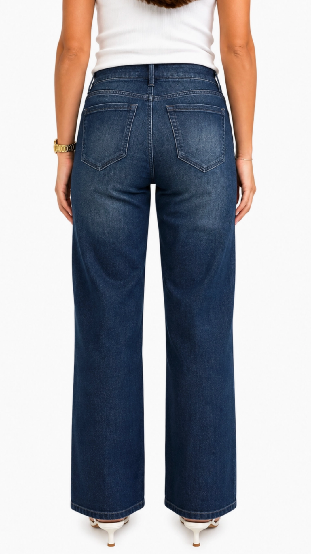 Mid Rise Dark Wash Petite Slim Wide Leg Jeans