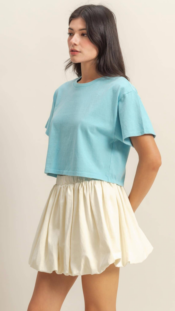 Aqua Washed Cropped Tee