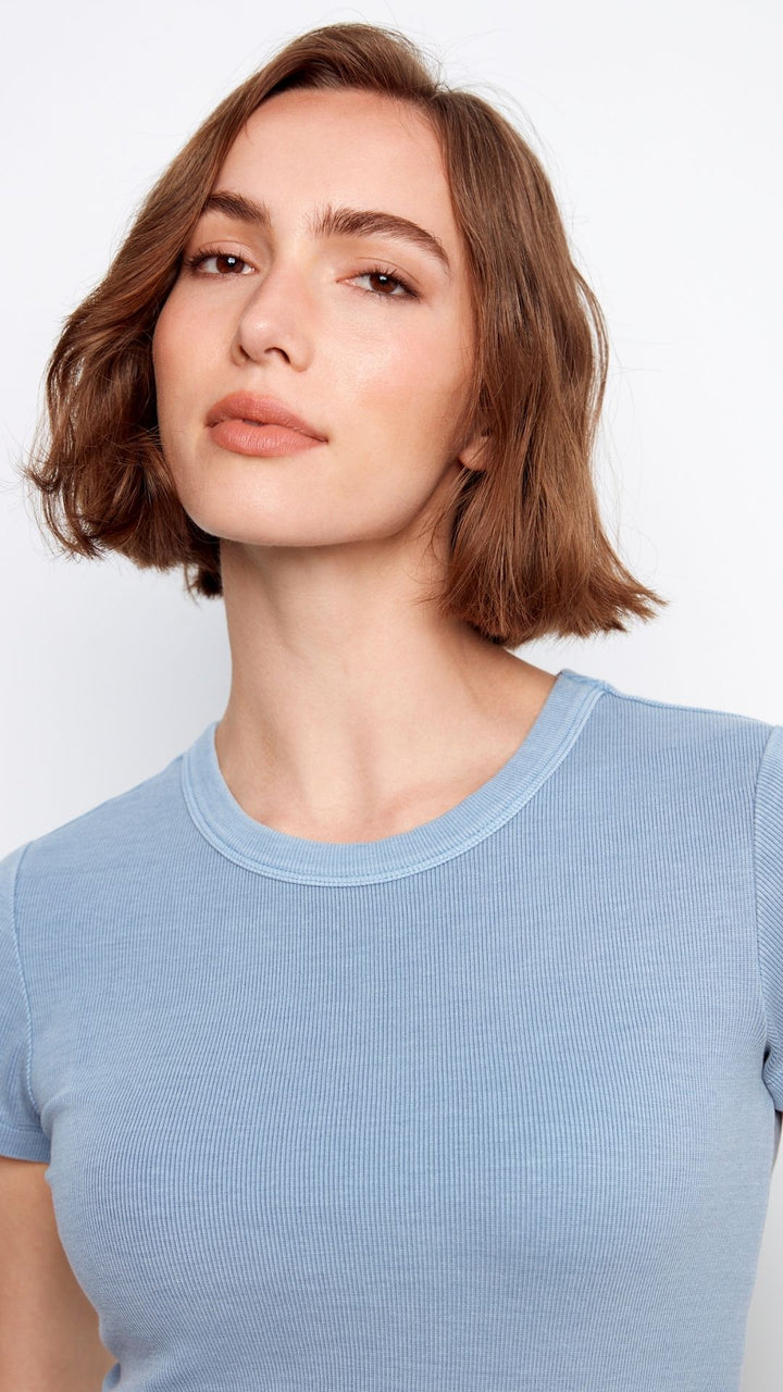 Blue Rib Crew Neck Tee
