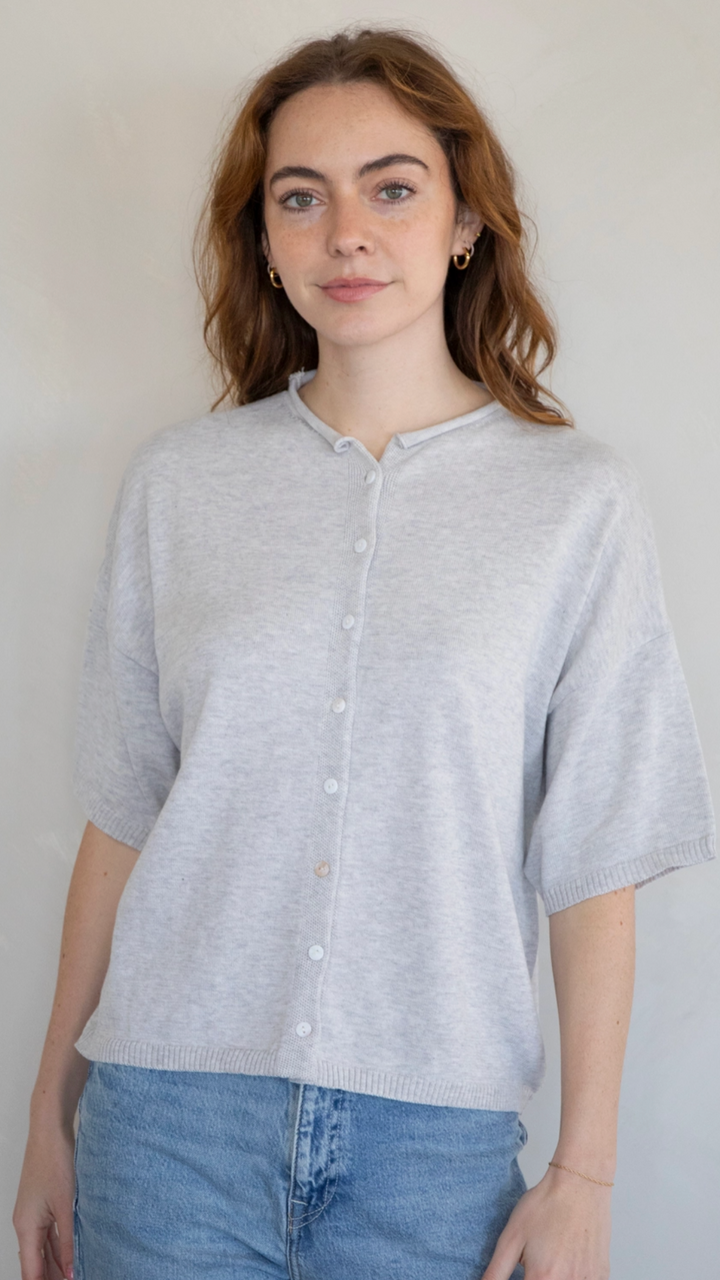 Gray Half Sleeve Cardigan