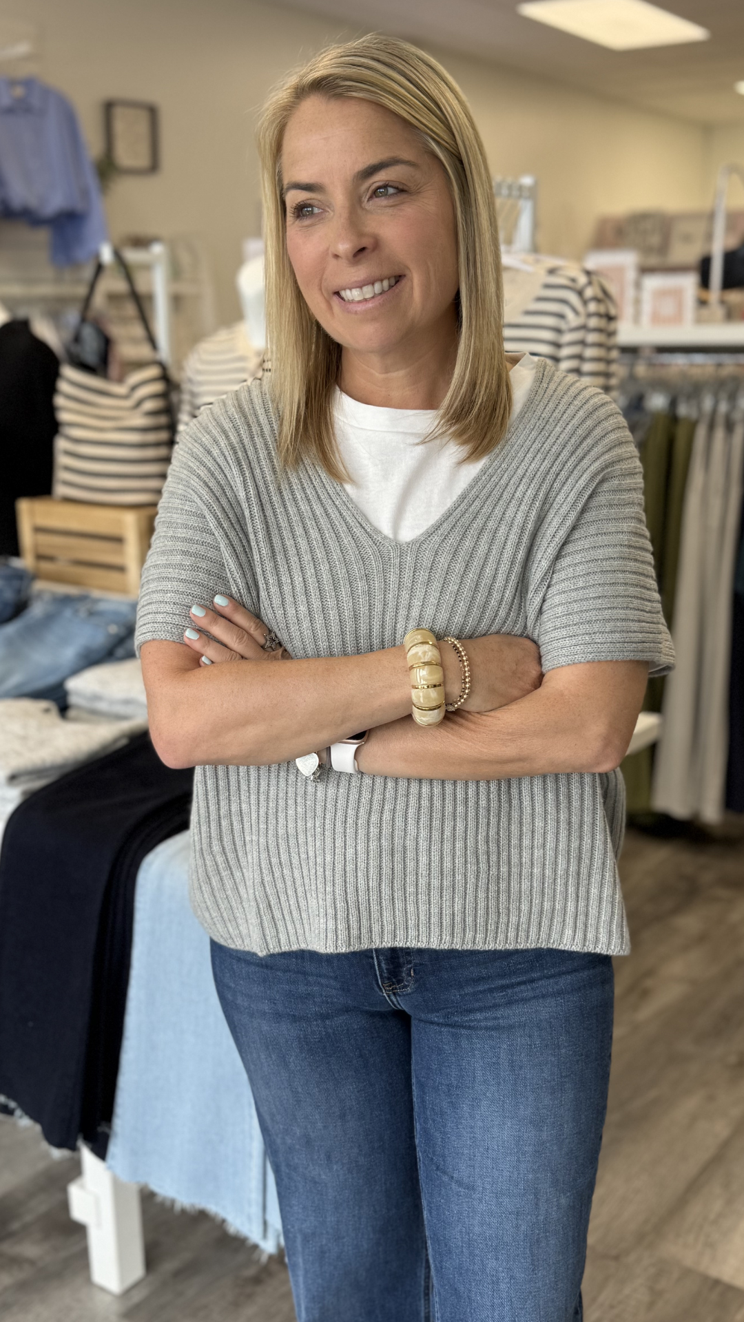 Short Sleeve Oversized Layered Sweater Top
