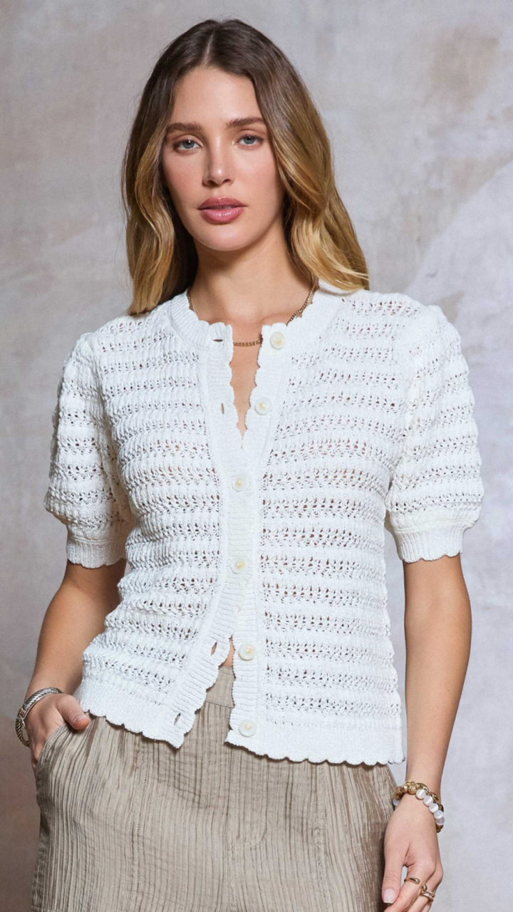 Crochet Short Sleeve Cardigan