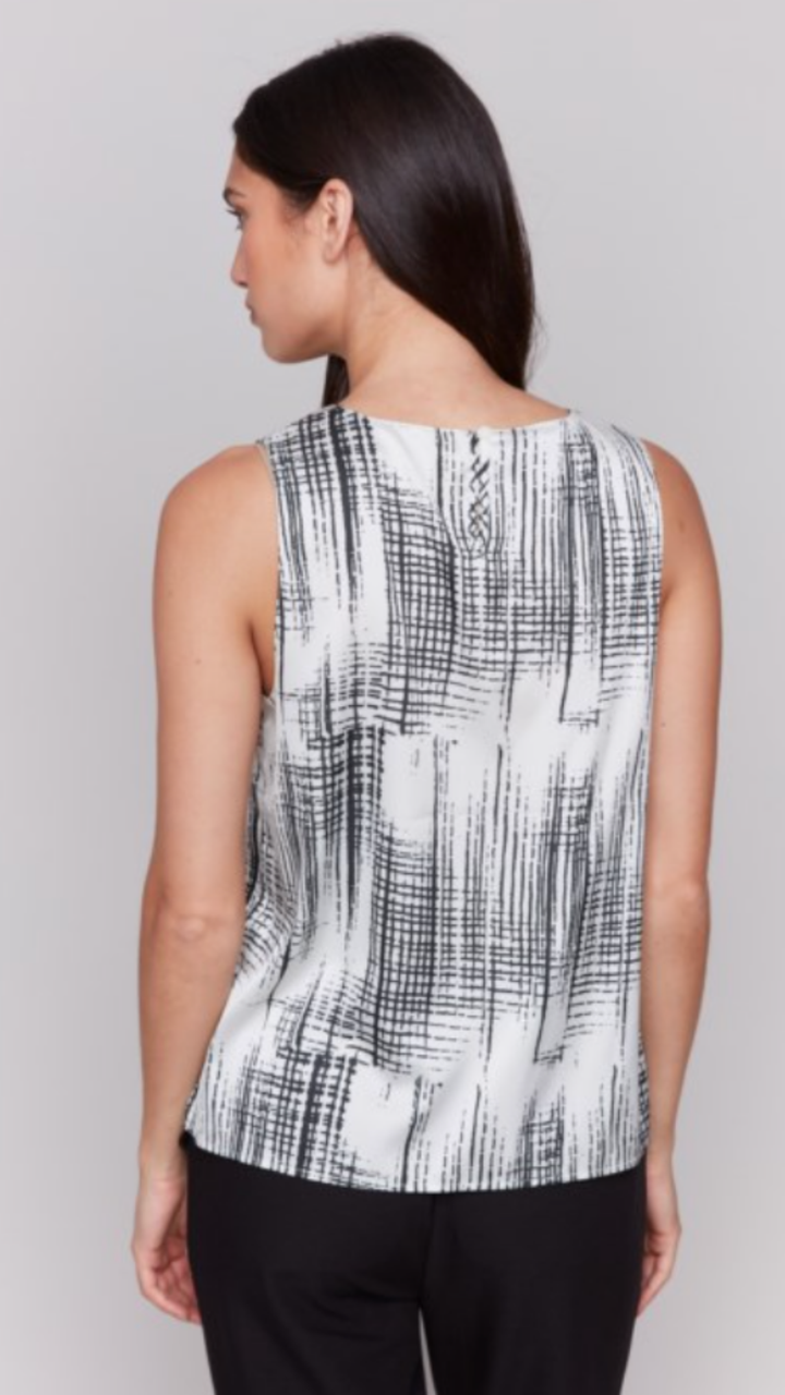 Patterned Satin Sleeveless Top