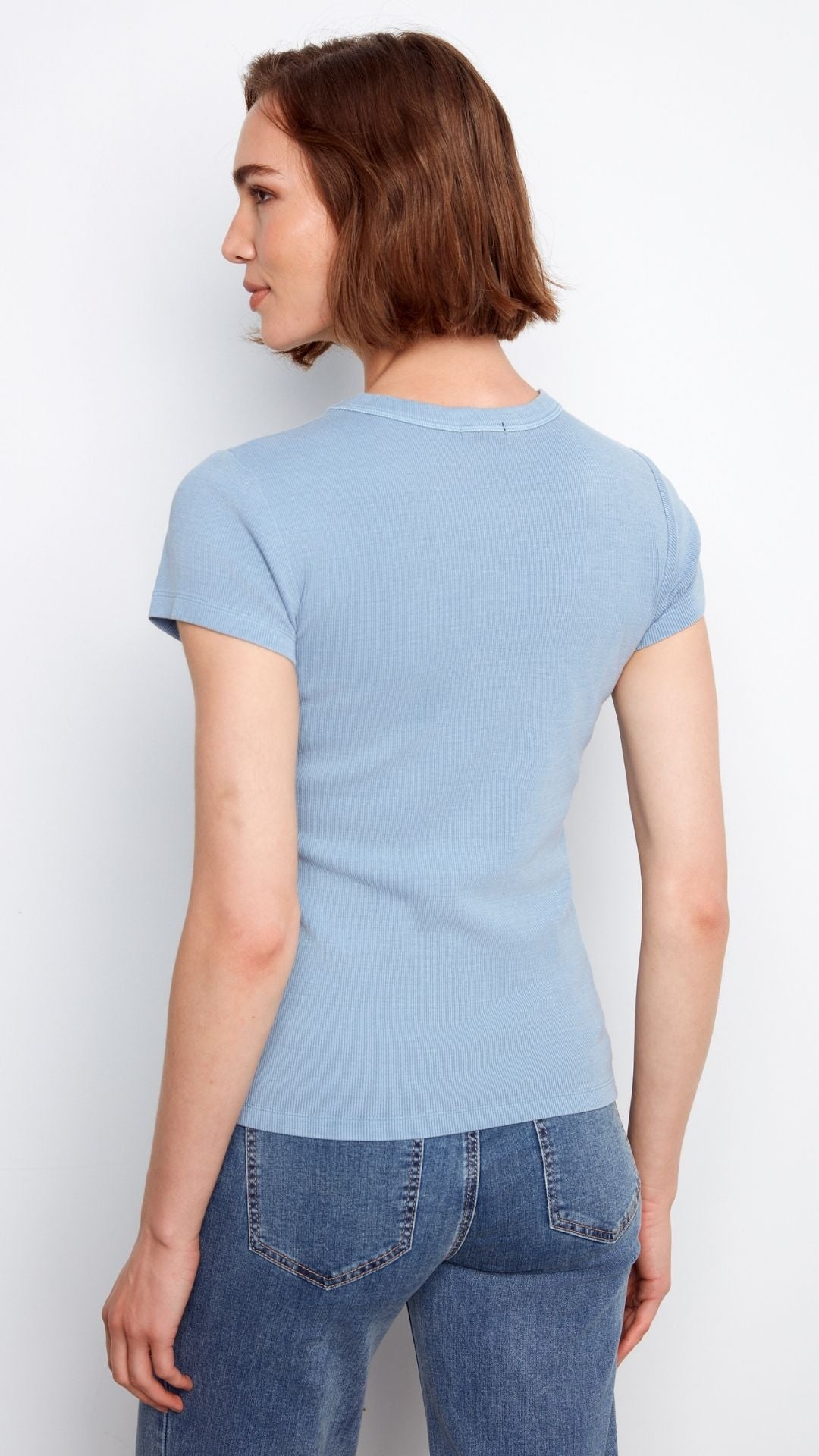 Blue Rib Crew Neck Tee