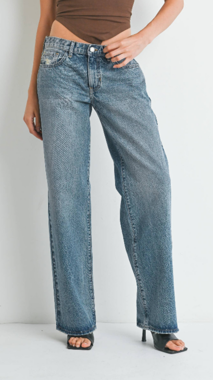 Low Rise Medium Wash Baggy Slouch Jeans
