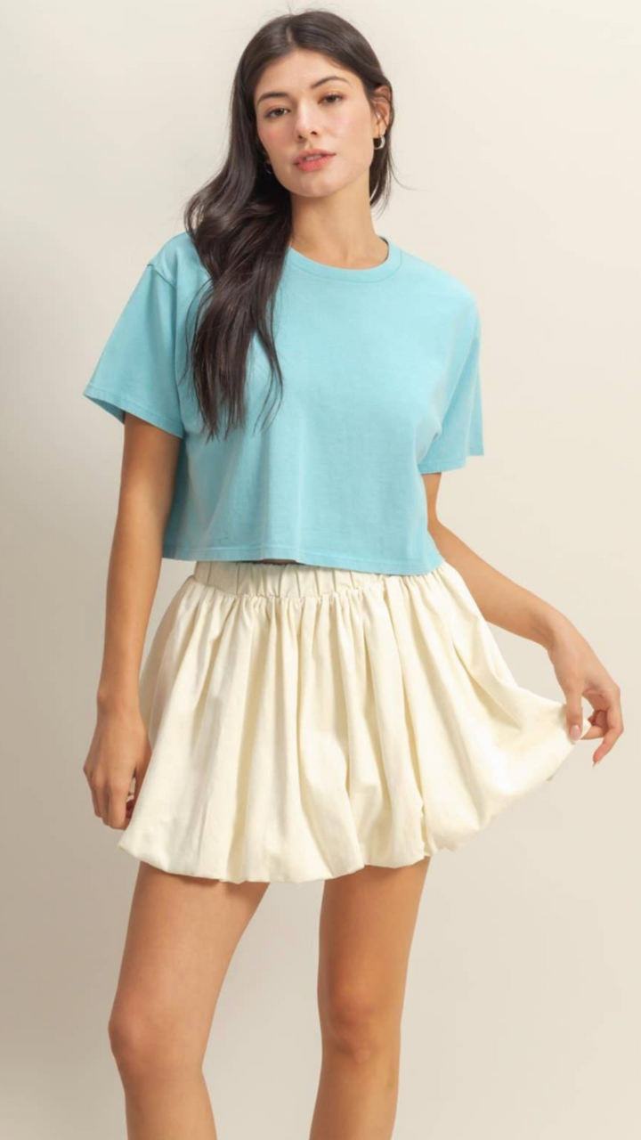Aqua Washed Cropped Tee