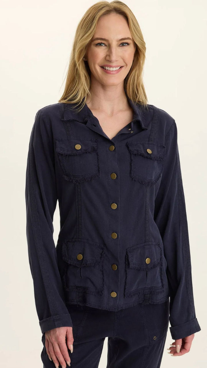 Navy Twill Safari 4 Pocket Twill Jacket