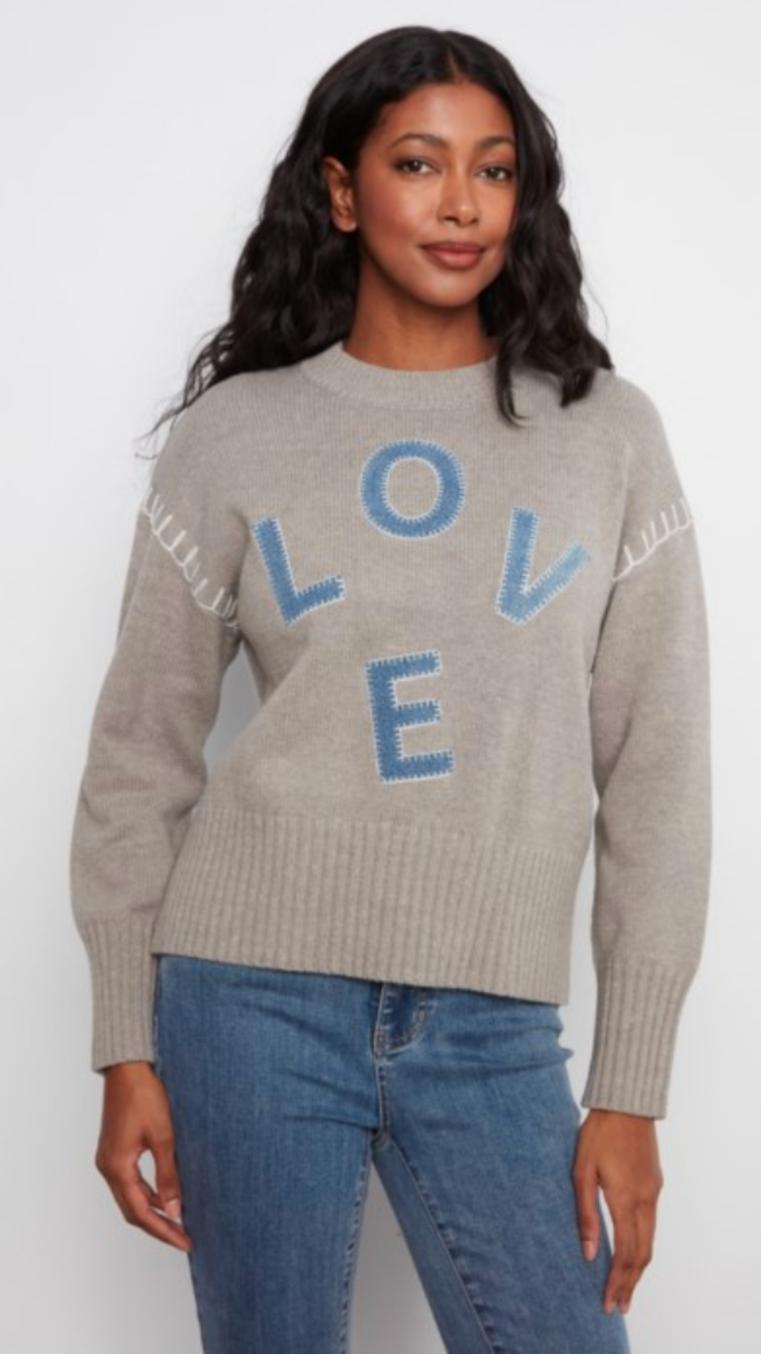 Love Denim Patch Sweater
