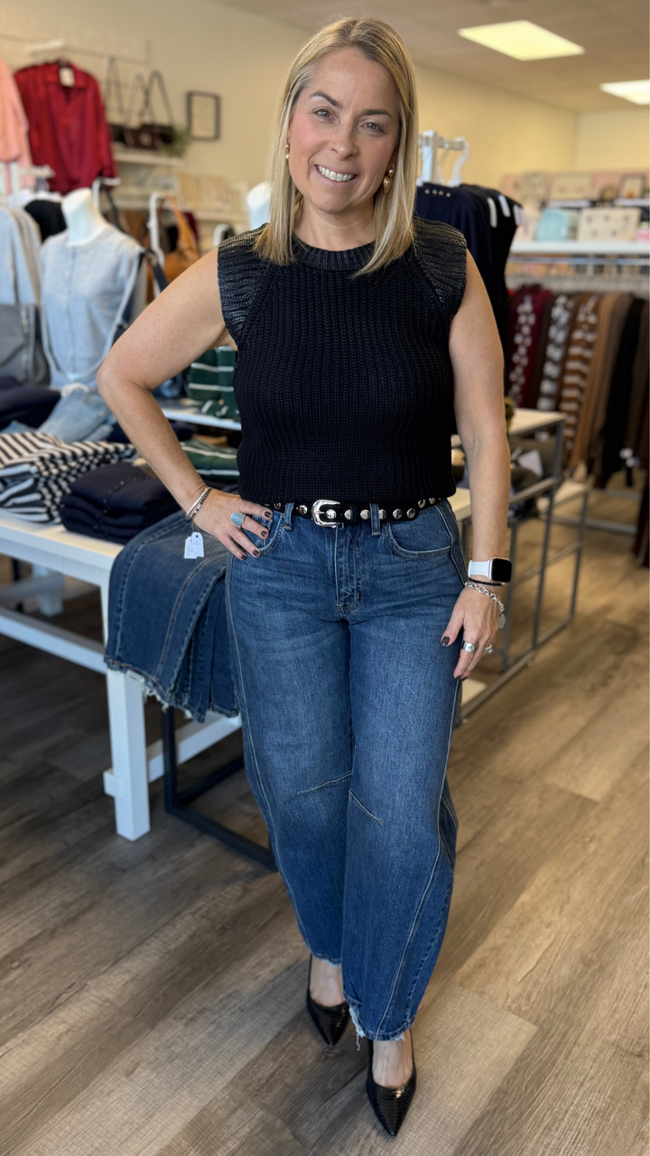 Black Contrast Trim Sweater Vest