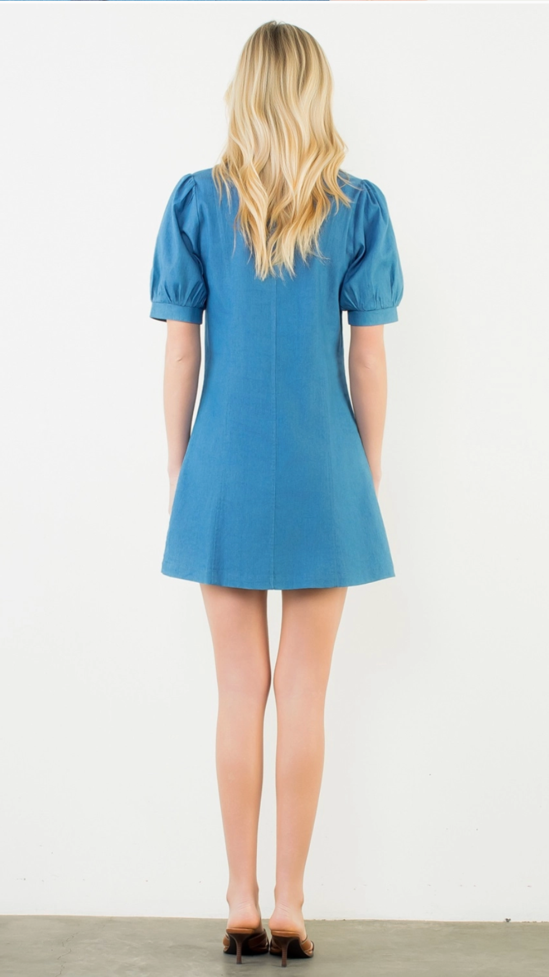 Short Sleeve Denim Button Up Dress
