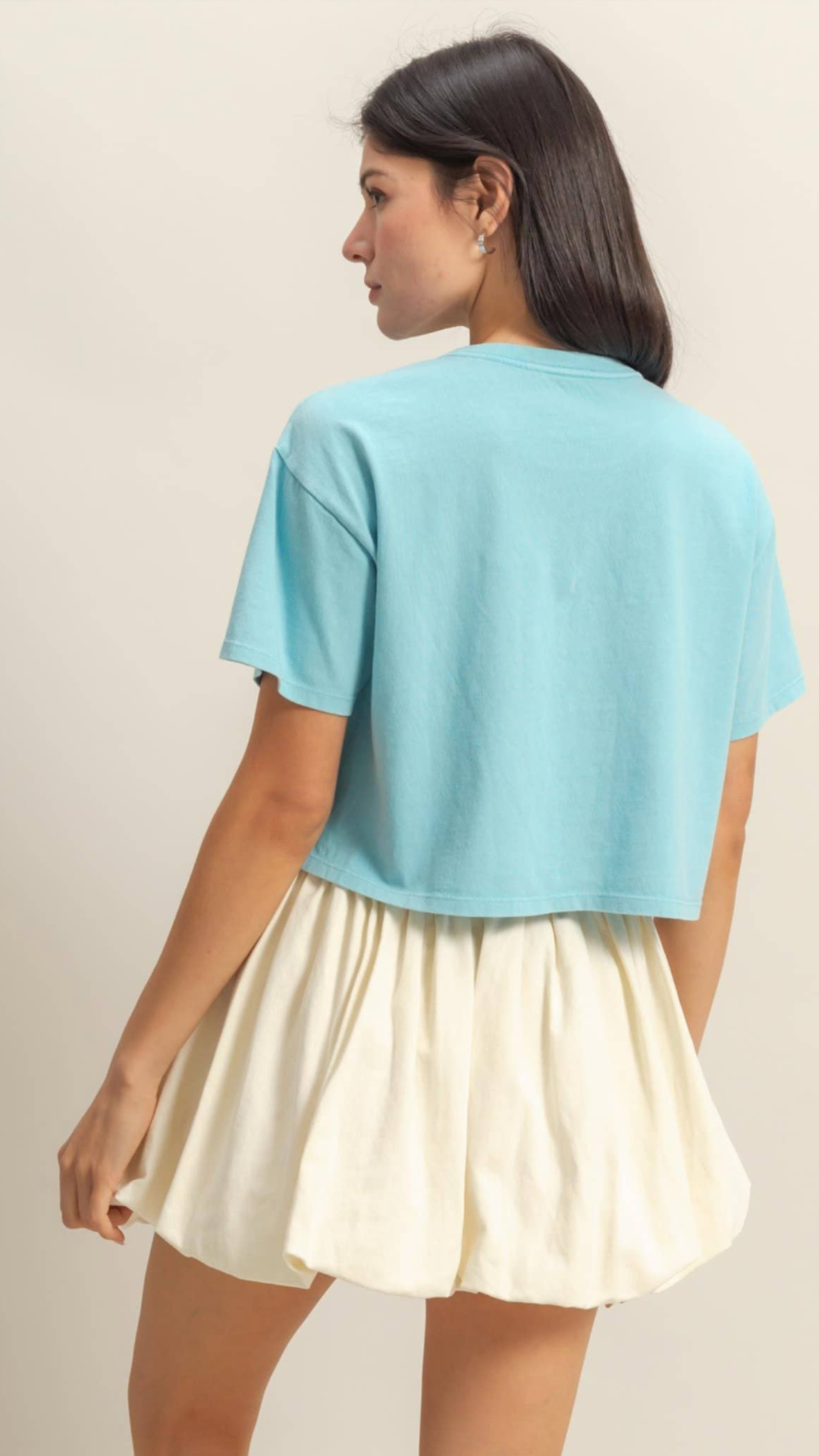 Aqua Washed Cropped Tee