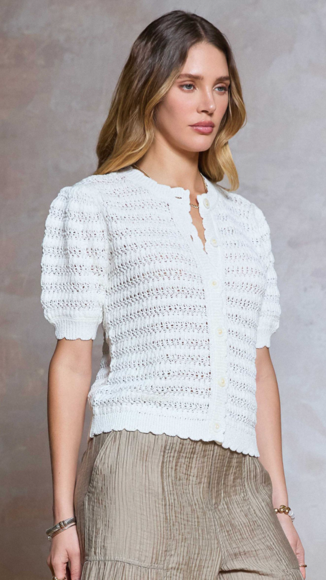 Crochet Short Sleeve Cardigan