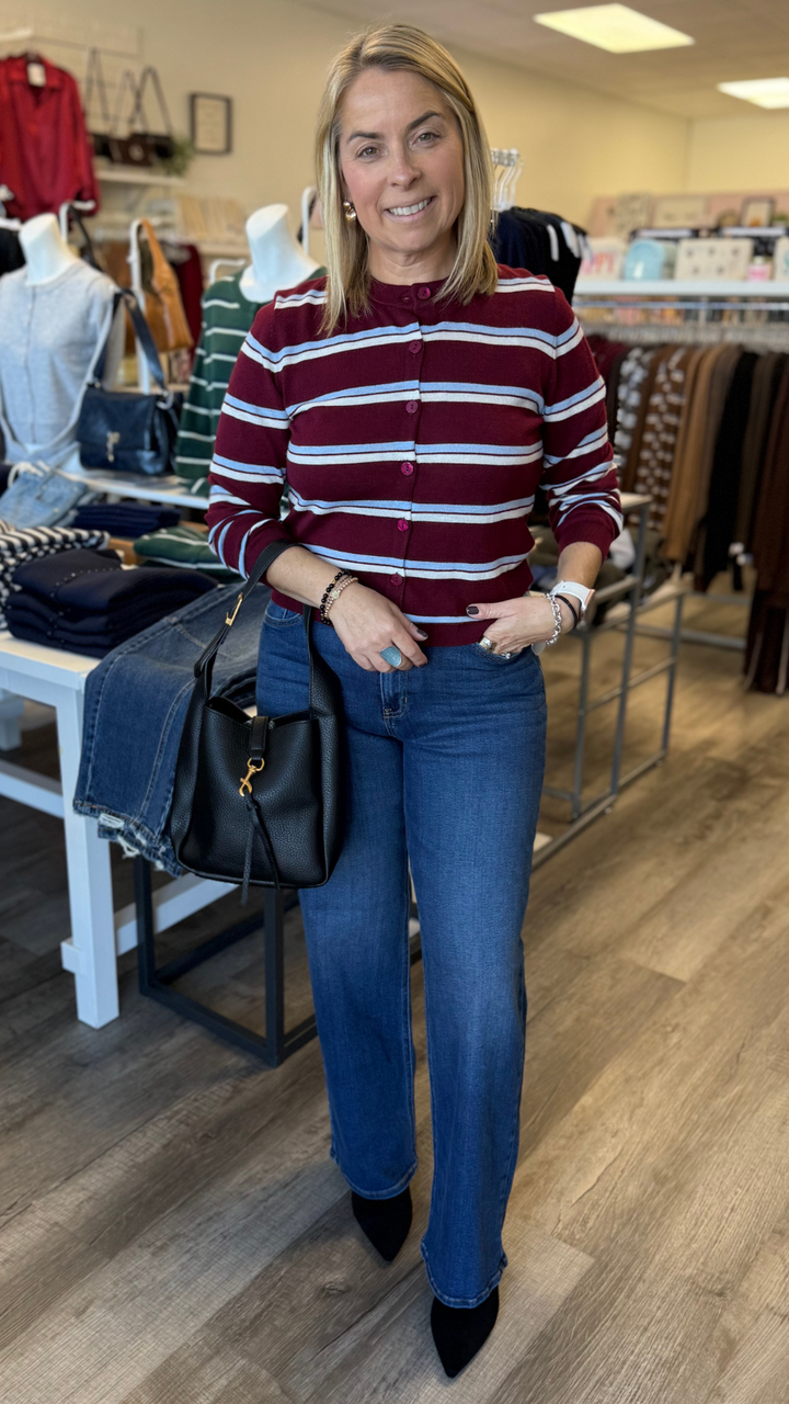 Mid Rise Dark Wash Classic Straight Jeans