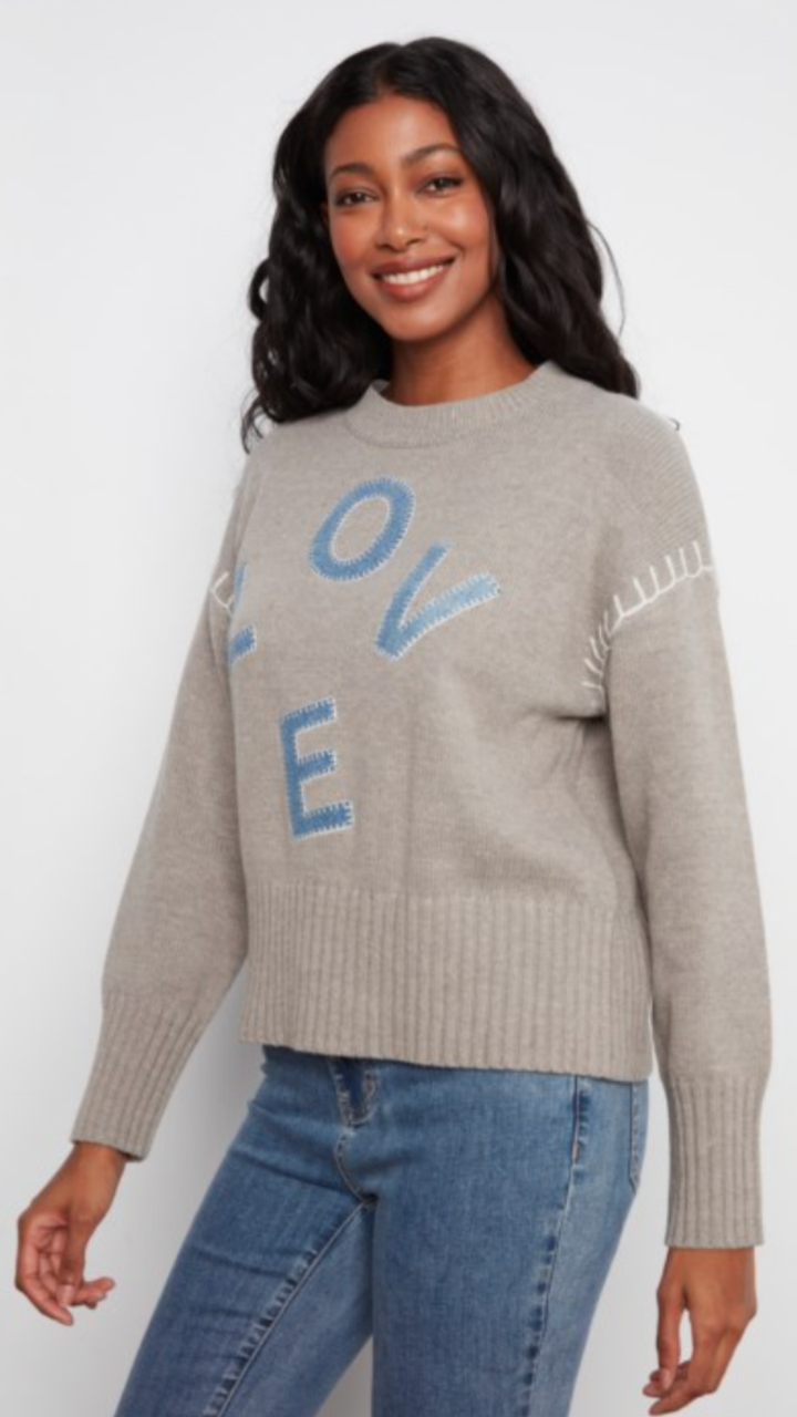 Love Denim Patch Sweater
