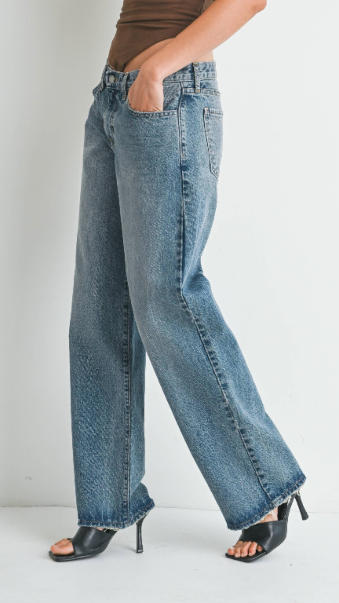 Low Rise Medium Wash Baggy Slouch Jeans