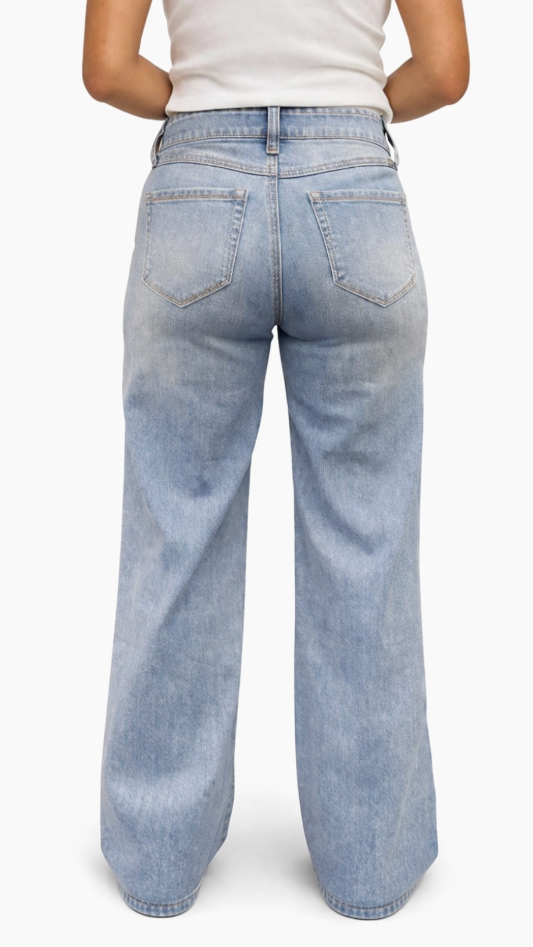 Mid Rise Light Wash Petite Silk Slim Wide Leg Jeans