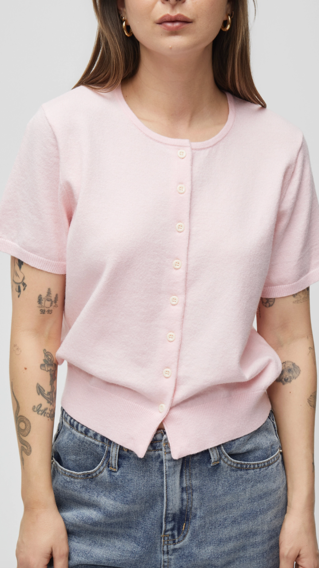 Pink Short Sleeve Cardigan