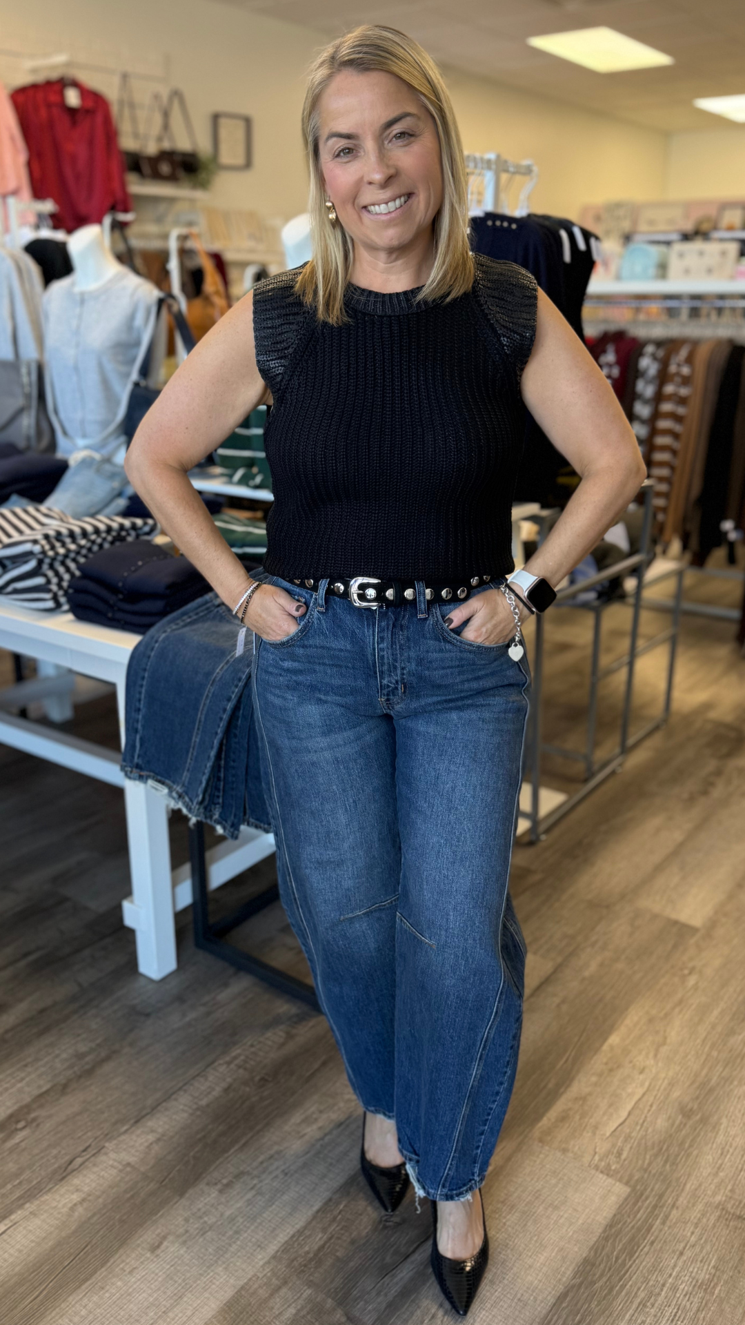 Black Contrast Trim Sweater Vest