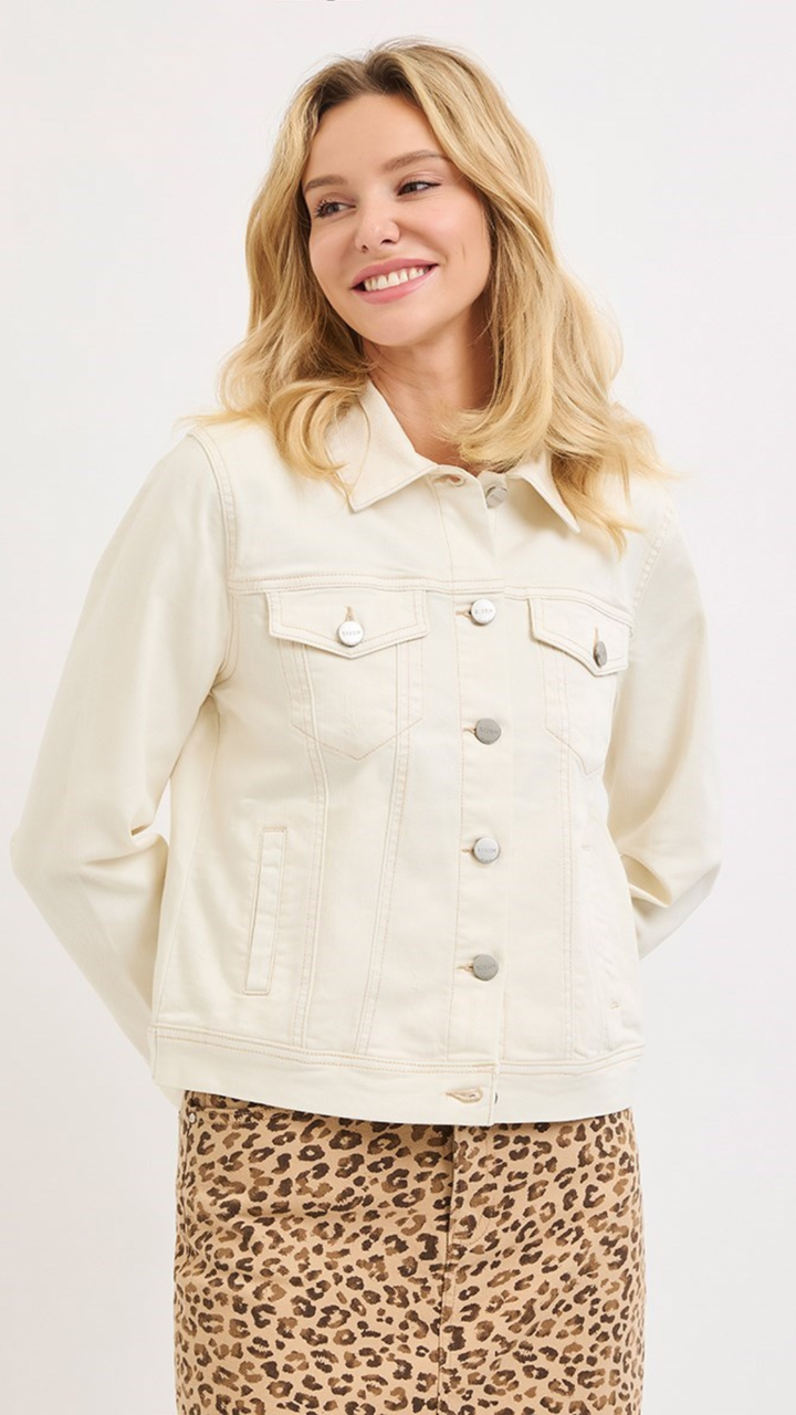 Ivory Washed Denim Jacket