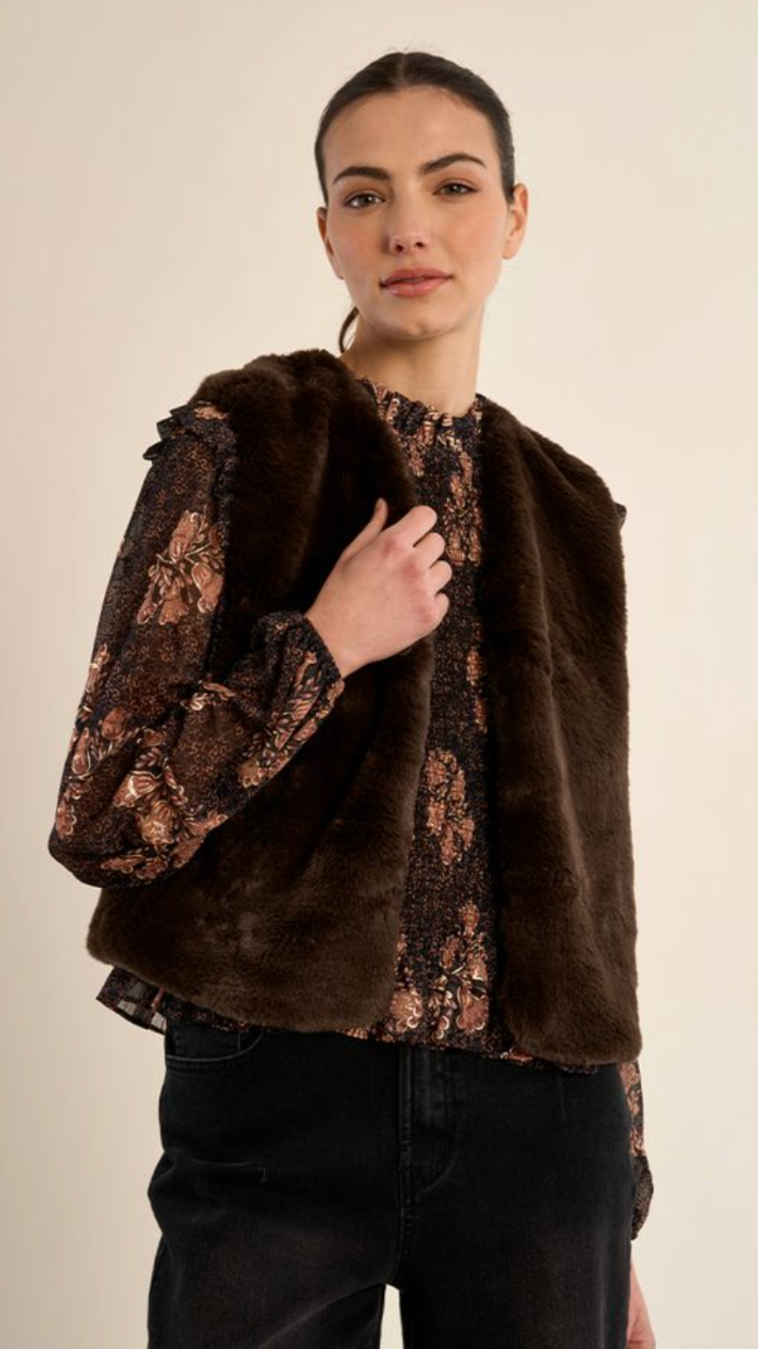 Chocolate Faux Fur Vest