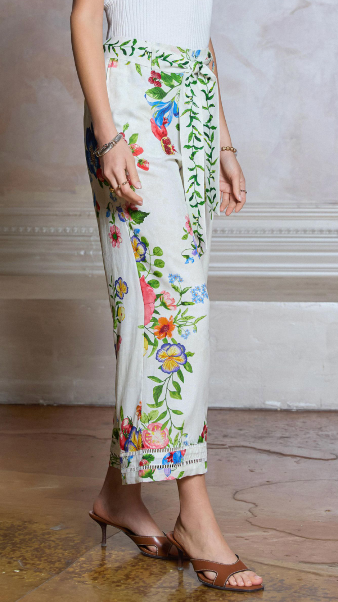 Floral And Fruit Printed Pants