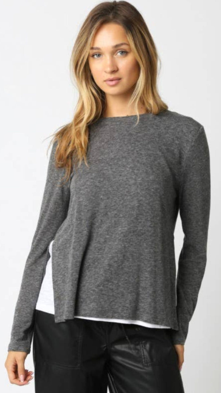 Charcoal Lined Crew Neck Sweater